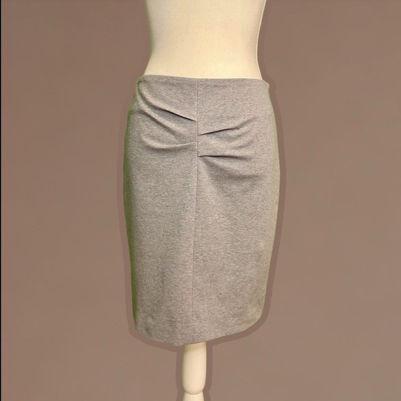 Rivamonti for Saks Fifth Avenue Heather Gray Pintuck-Detailed Knit Pencil Skirt - Picture 1 of 12